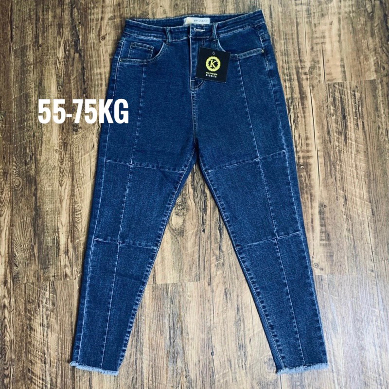 Quần jean nữ bigsize kimfashion, quần jean nữ co giãn lưng cao big size Kl01-2 56-75kg - Ảnh 2