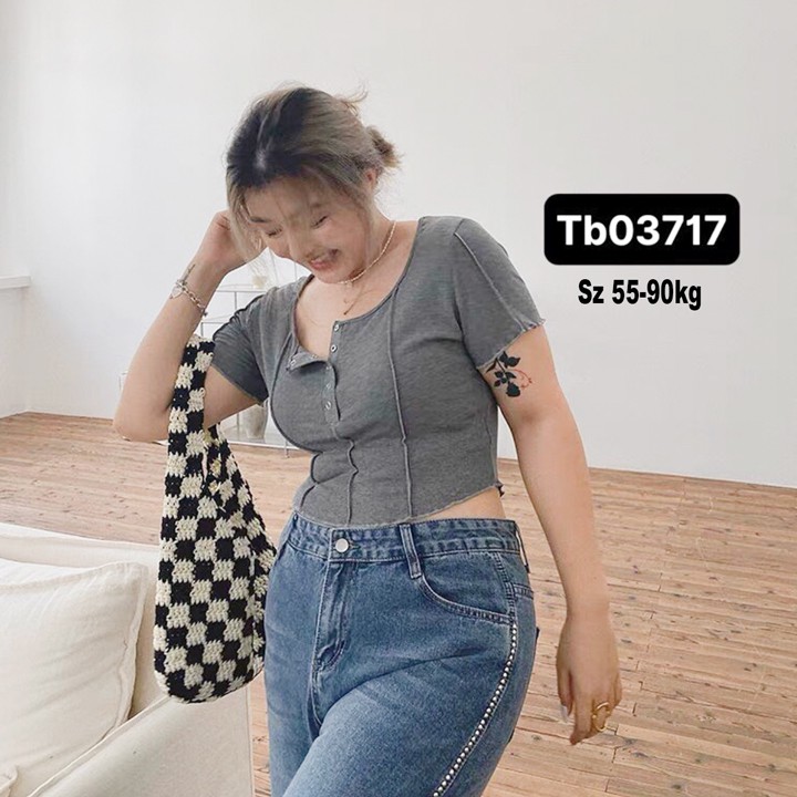Áo croptop nữ tay ngắn bigsize 55-90kg kimfashion, Croptop bigsize phong cách Hàn Quốc ATN01 - Ảnh 8
