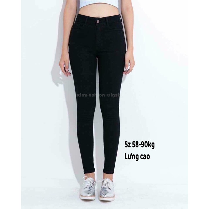 Quần jean đen nữ bigsize 58-110kg KimFashion,Quần jean nữ lưng cao bigsize co giãn -hoả tốc hcm - Ảnh 5